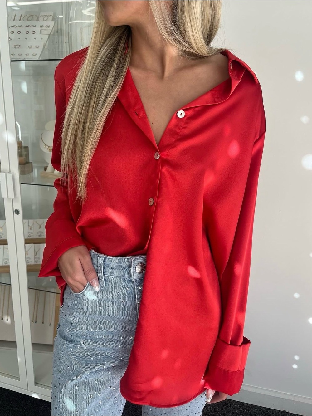 Show Me Your Mumu Red Satin Top